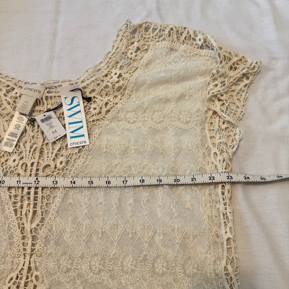 NEW Chico’s Swim Medium Swim Tunic Cover Up ~ Crochet & Lace Vacation Beach Boho - Picture 4 of 6